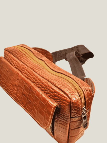 کیف کمری چرم گاوی طرح کروکدیلی